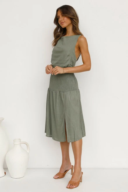 Joanne Midi Dress OLIVE - Image 7
