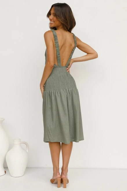 Joanne Midi Dress OLIVE - Image 6