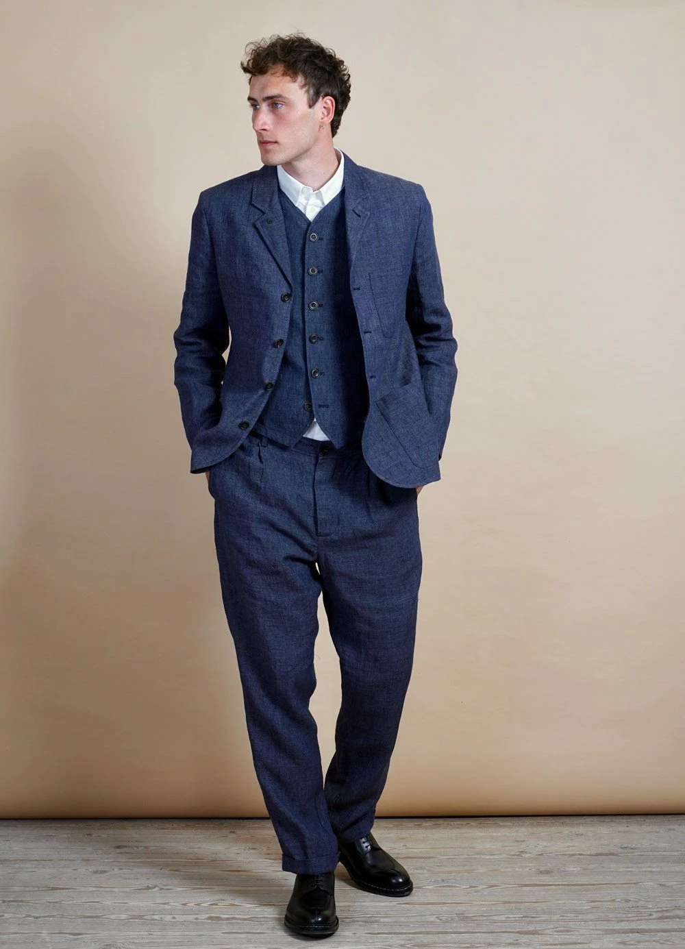 HANSEN GARMENTS ANKERĀ | Casual Four Button Blazer | Blue Delave - Image 2