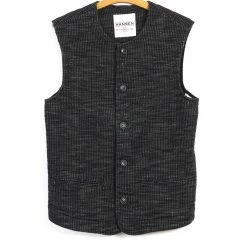 HANSEN GARMENTS BEN | Crew Neck Waistcoat | Black Hemp