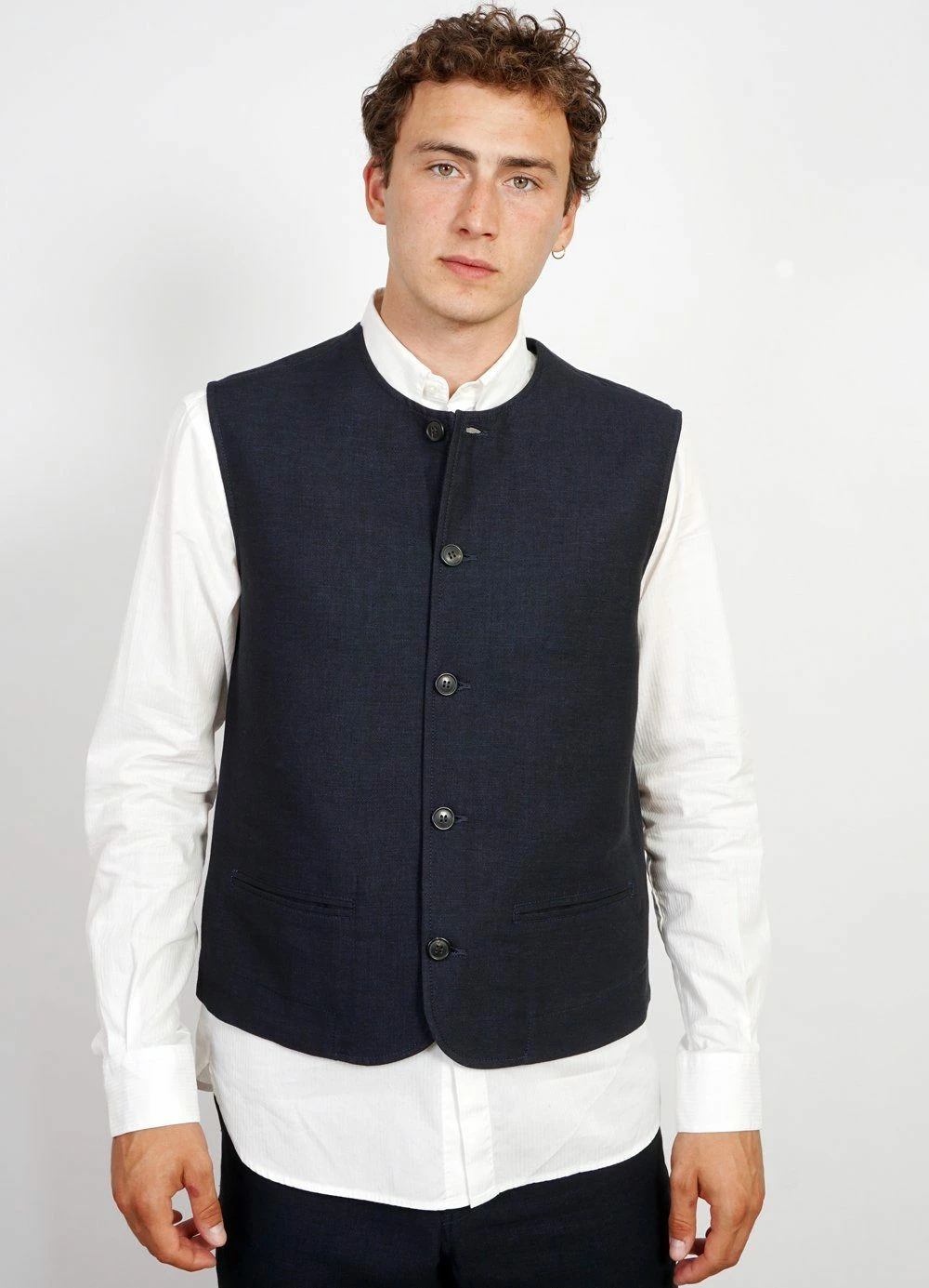HANSEN GARMENTS BEN | Crewneck Waistcoat | 3-Tone Blue - Image 3
