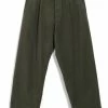 HANSEN GARMENTS BOBBY | Super Wide Pleated Trousers | Dark Green