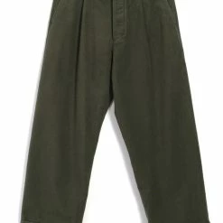 HANSEN GARMENTS BOBBY | Super Wide Pleated Trousers | Dark Green