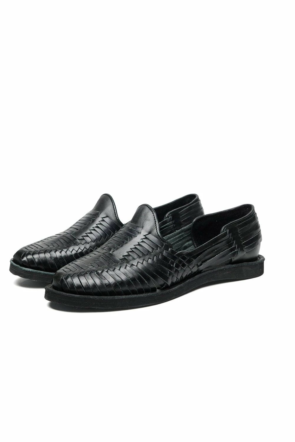 Chamula Cancun Leather Huarache | Slip On Vegetable Tanned Sandals | Black - Image 2