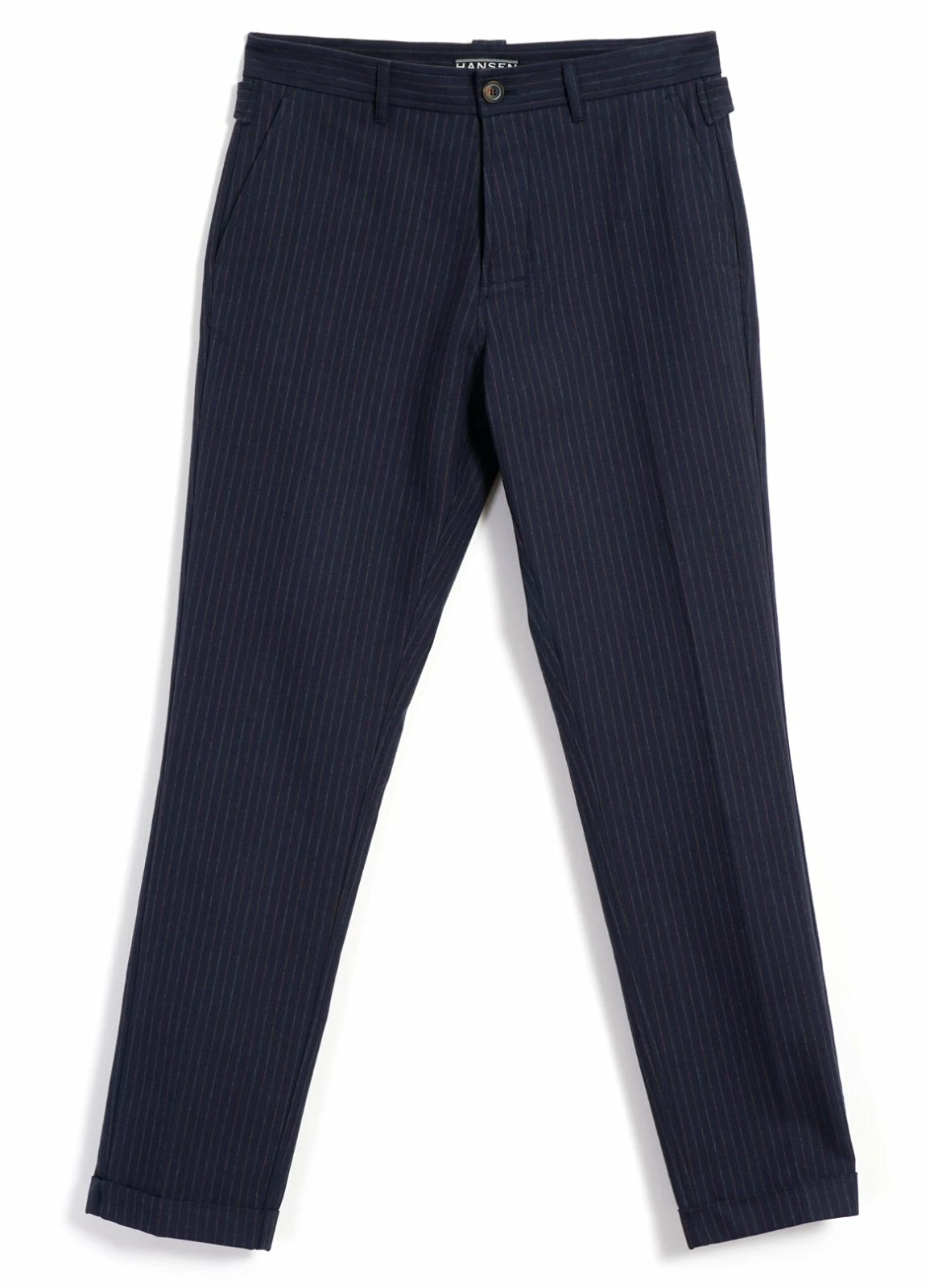 HANSEN GARMENTS FINN | Side Buckle Regular Trousers | Blue Pin