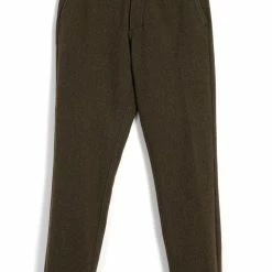 HANSEN GARMENTS FINN | Side Buckle Regular Trousers | Brown Herringbone