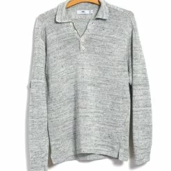 INIS MEĆIN POLO SHIRT | Linen Long-Sleeved Polo Knit | Papyrus