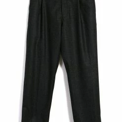 HANSEN GARMENTS SUNE | Pleated Wide Cut Trousers | Black Marble