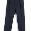 HANSEN GARMENTS SUNE | Pleated Wide Cut Trousers | Blue Pin