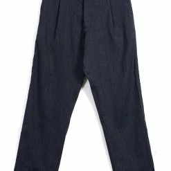 HANSEN GARMENTS SUNE | Pleated Wide Cut Trousers | Navy Melange