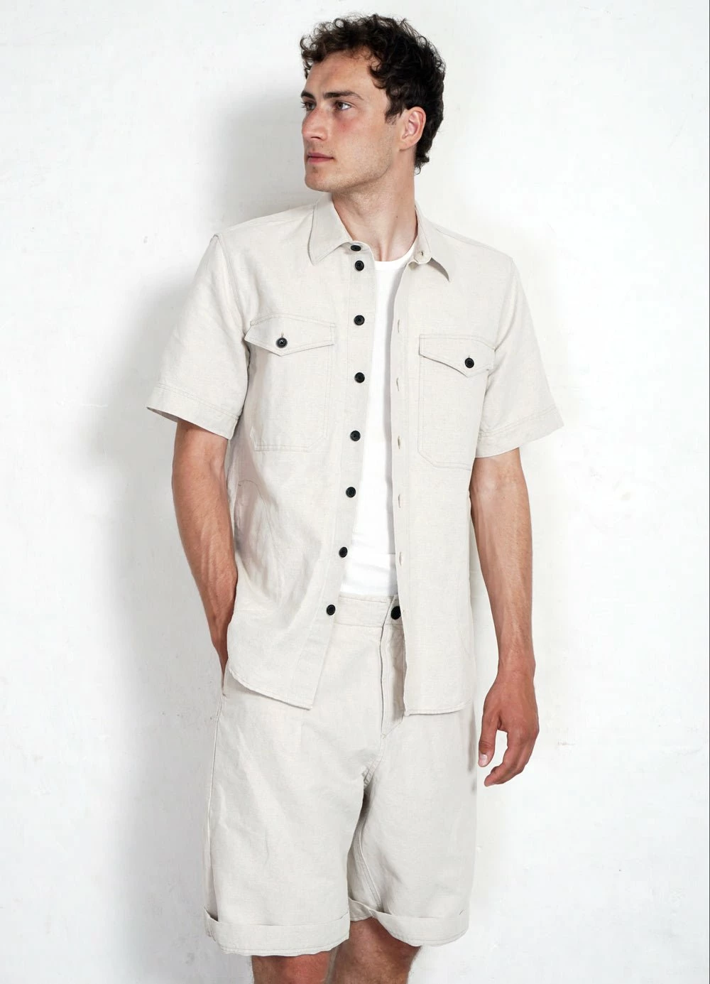 HANSEN GARMENTS VILLY | Short Sleeve Shirt | Flax Nature - Image 4