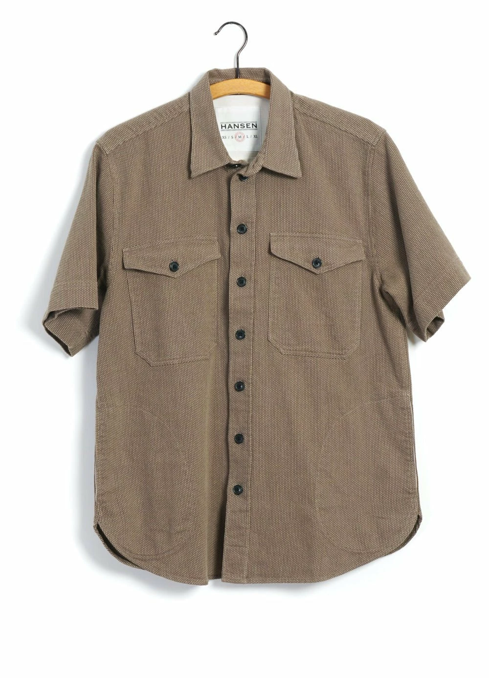 HANSEN GARMENTS VILLY | Short Sleeve Shirt | Khaki Sashiko