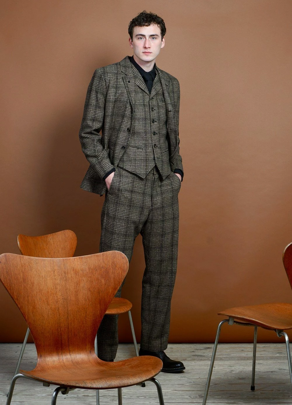 HANSEN GARMENTS WILLIAM | Lapel Waistcoat | Checkered - Image 3