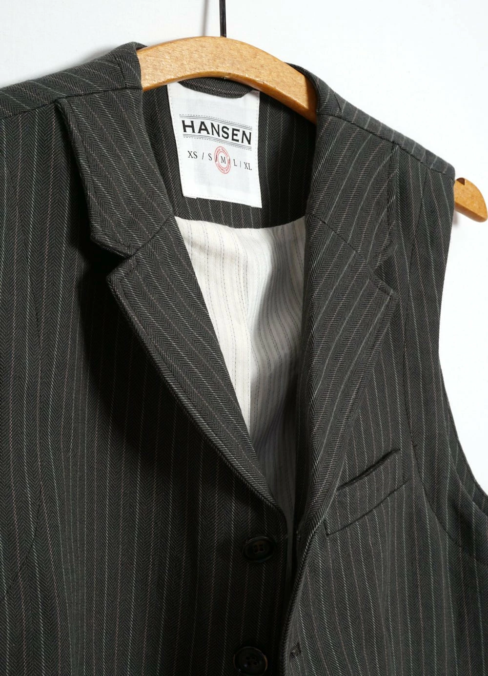 HANSEN GARMENTS WILLIAM | Lapel Waistcoat | Khaki Pin - Image 5