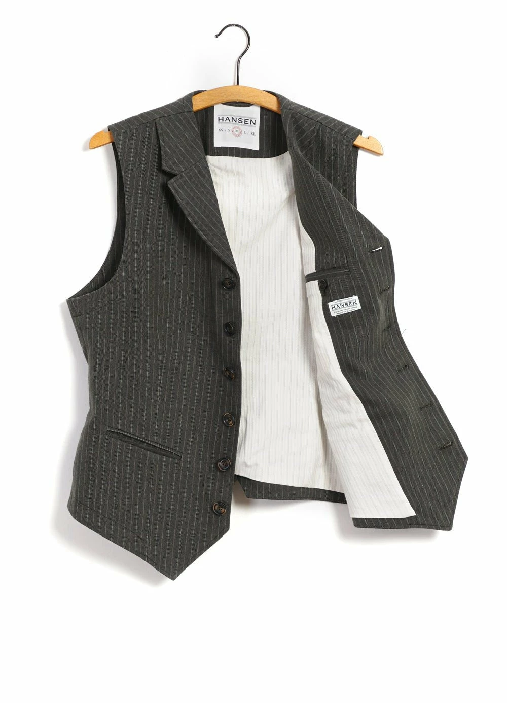 HANSEN GARMENTS WILLIAM | Lapel Waistcoat | Khaki Pin - Image 6